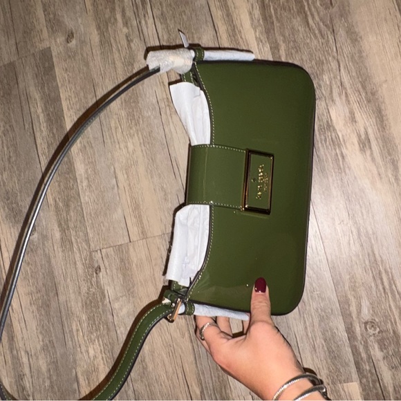 Kate Spade Olive Green Clutch with Gold Accents